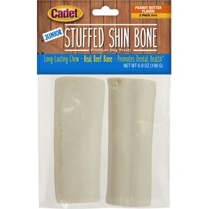Cadet Junior Stuffed Shin Bones Peanut Butter Flavor Dog Bones, Mini, 2 count