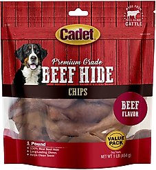 Cadet Premium Beef Hide Chips Beef Flavor Dog Chews, 1-lb bag