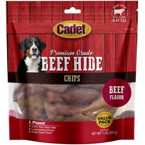 Cadet Premium Beef Hide Chips Beef Flavor Dog Chews, 1-lb bag