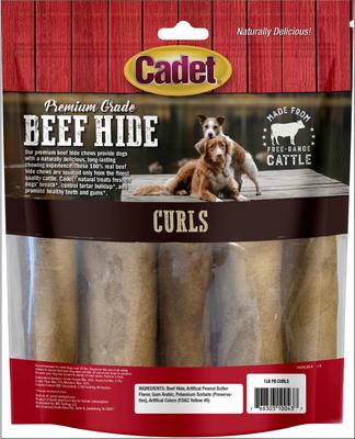Show full view: Cadet Premium Beef Hide Curls Peanut Butter Flavor Dog Chews, 1-lb slide 7 of 10