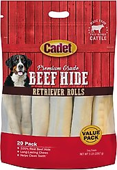 Cadet Premium Grade Beef Hide Retriever Rolls Dog Treats, 20 count