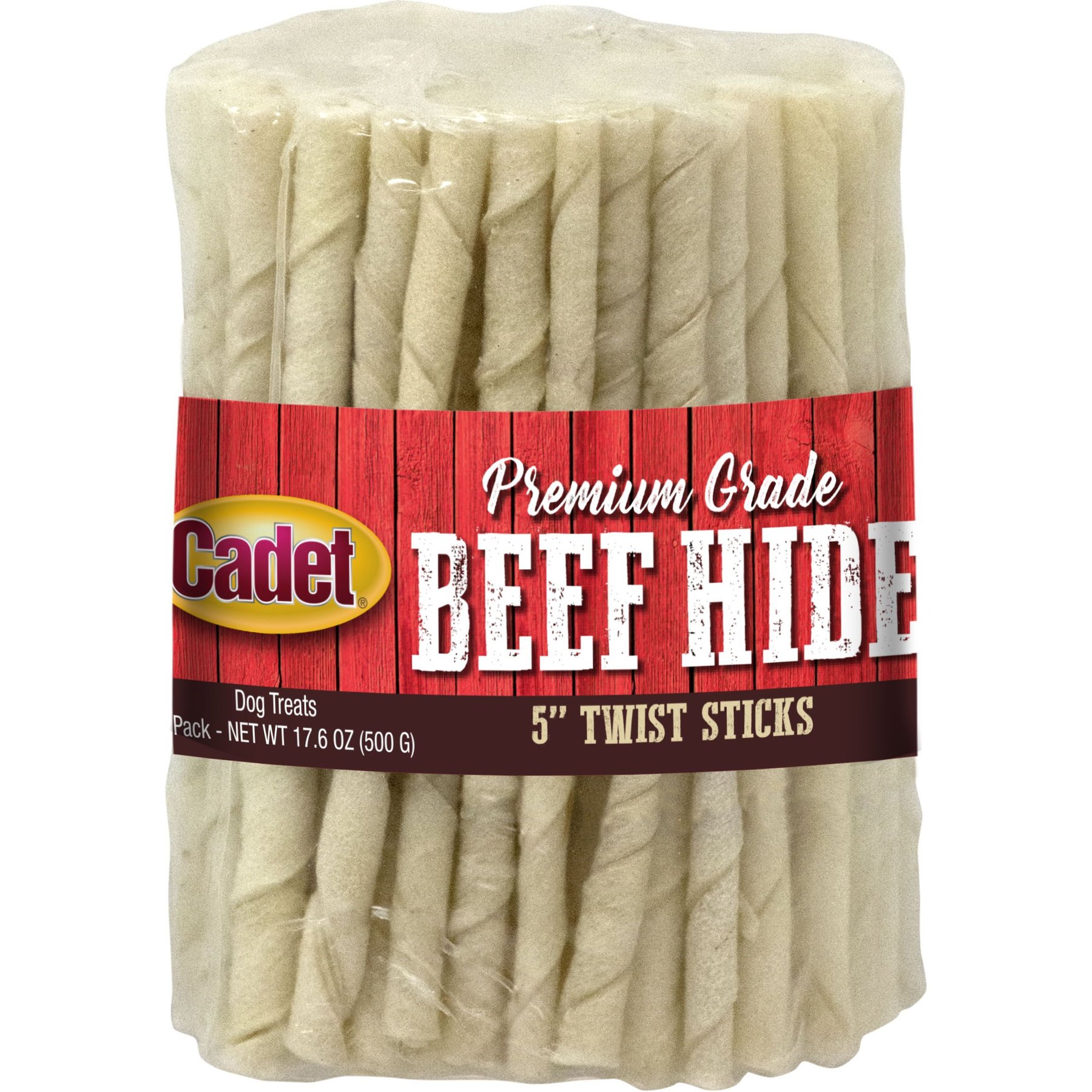 Cadet Premium Beef Hide Twist Sticks Beef Flavor Dog Chews, 5-in, 100 count