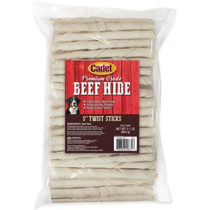 Cadet Premium Beef Hide Twist Sticks Beef Flavor Dog Chews, 5-in, 34 count