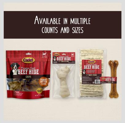 Show full view: Cadet Premium Beef Hide Twist Sticks Beef Flavor Dog Chews, 5-in, 34 count slide 6 of 11