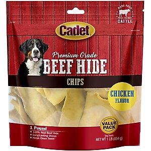 Cadet Premium Beef Hide Chips Chicken Flavor Dog Chews, 1-lb bag