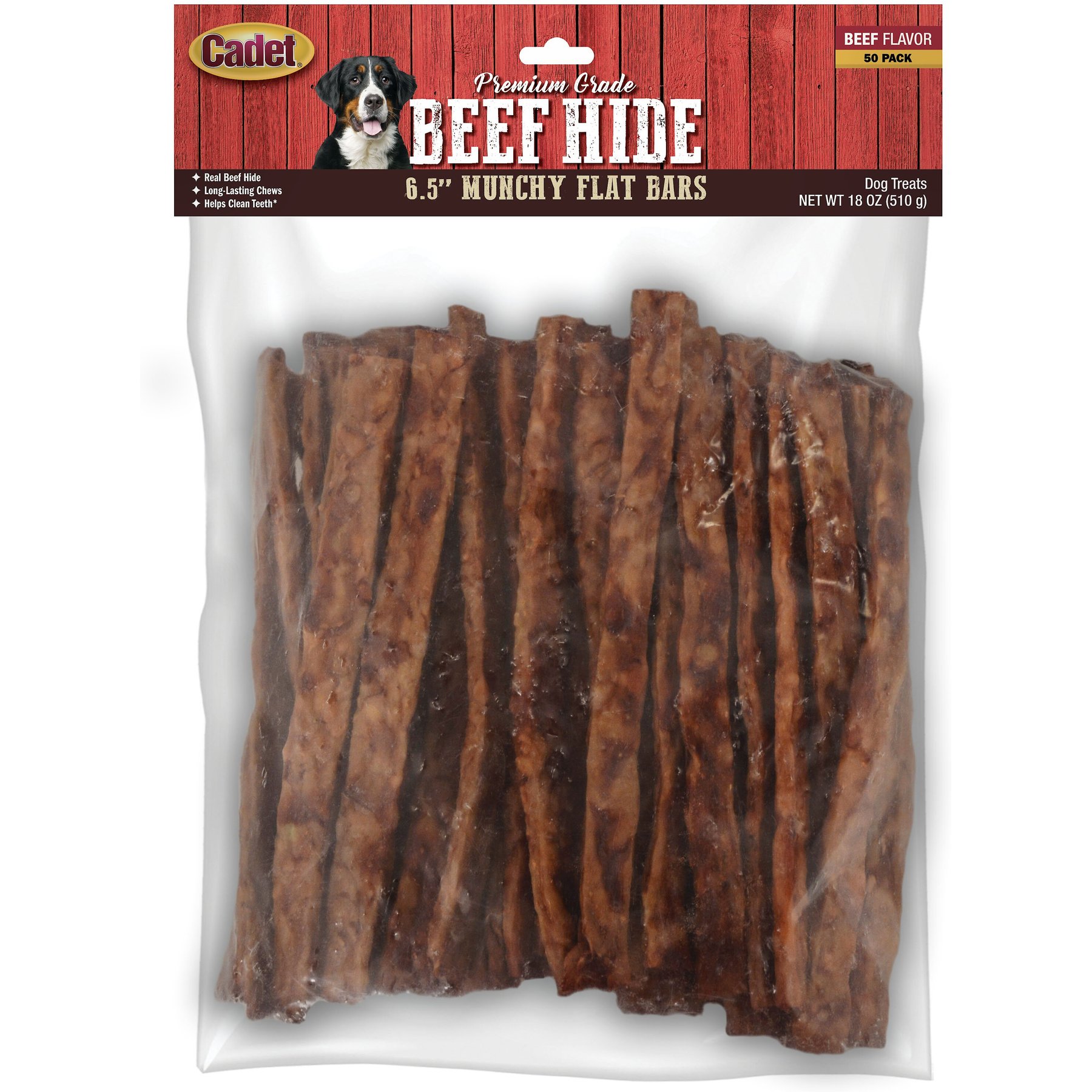 Cadet Premium Beef Hide Beef Flavor Munchy Stix Dog Chews, 6.5-in, 50 count