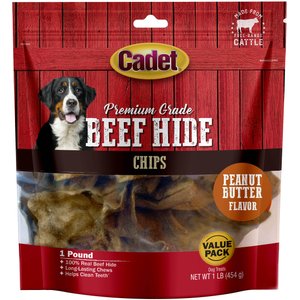 Cadet Premium Beef Hide Chips Peanut Butter Flavor Dog Chews, 1-lb bag