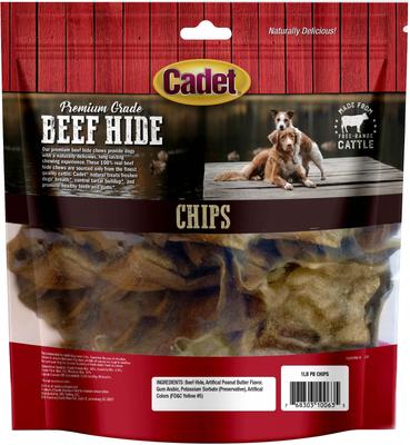 Show full view: Cadet Premium Beef Hide Chips Peanut Butter Flavor Dog Chews, 1-lb bag slide 3 of 6