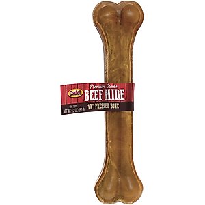 Cadet Premium Pressed Beef Hide Beef Flavor Dog Bone, 10-in