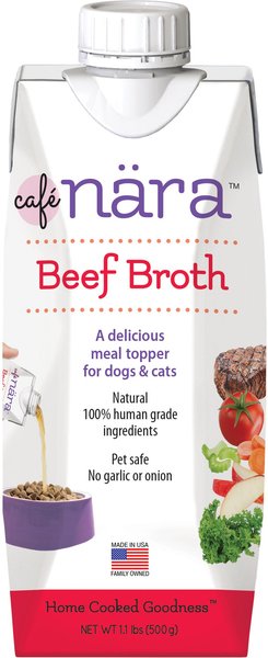 Cafe Nara Beef Broth Grain-Free Dog & Cat Wet Food Topper, 1.1-lb bottle