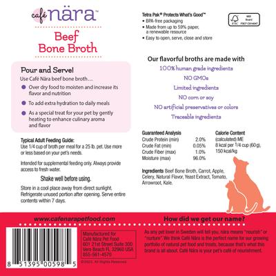 Show full view: Cafe Nara Beef Broth Grain-Free Dog & Cat Wet Food Topper, 1.1-lb bottle slide 4 of 6