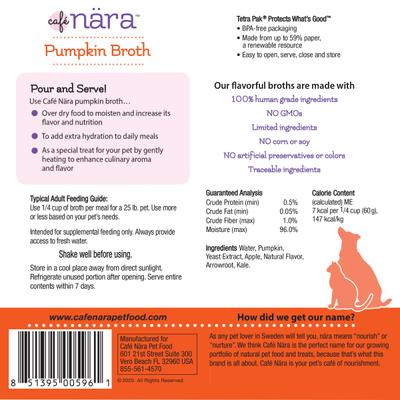 Show full view: Cafe Nara Pumpkin Broth Grain-Free Dog & Cat Wet Food Topper, 1.1-lb bottle slide 5 of 6