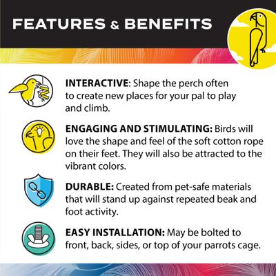 Show full view: Caitec Featherland Paradise Cotton Zig Zag Perch Bird Toy, 3/4 x 50-in slide 5 of 10