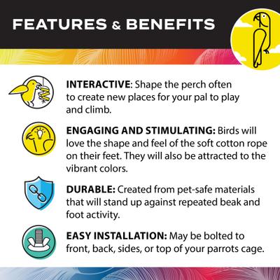 Show full view: Caitec Featherland Paradise Curled Cotton Perch Bird Toy, 1/2 x 48-in slide 5 of 9