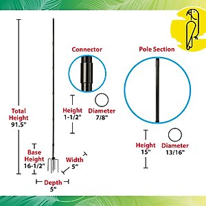 Caitec Featherland Paradise Mounting Pole with Spikes Bird Feeder