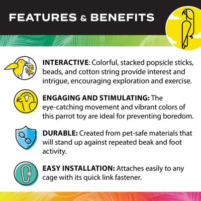 Show full view: Caitec Featherland Paradise Popsicle Sticks Bird Toy slide 5 of 10