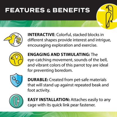 Show full view: Caitec Featherland Paradise Rainbow Stack Bird Toy, Small slide 5 of 10