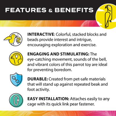 Show full view: Caitec Featherland Paradise Rainbow Stack Bird Toy slide 5 of 9