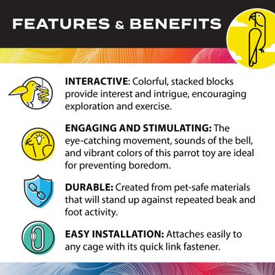 Show full view: Caitec Featherland Paradise Spinning Triangles Chews Bird Toy slide 5 of 9