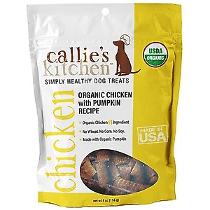 Callie's Kitchen Organic Chicken & Pumpkin Recipe Dog Treats, 4-oz bag