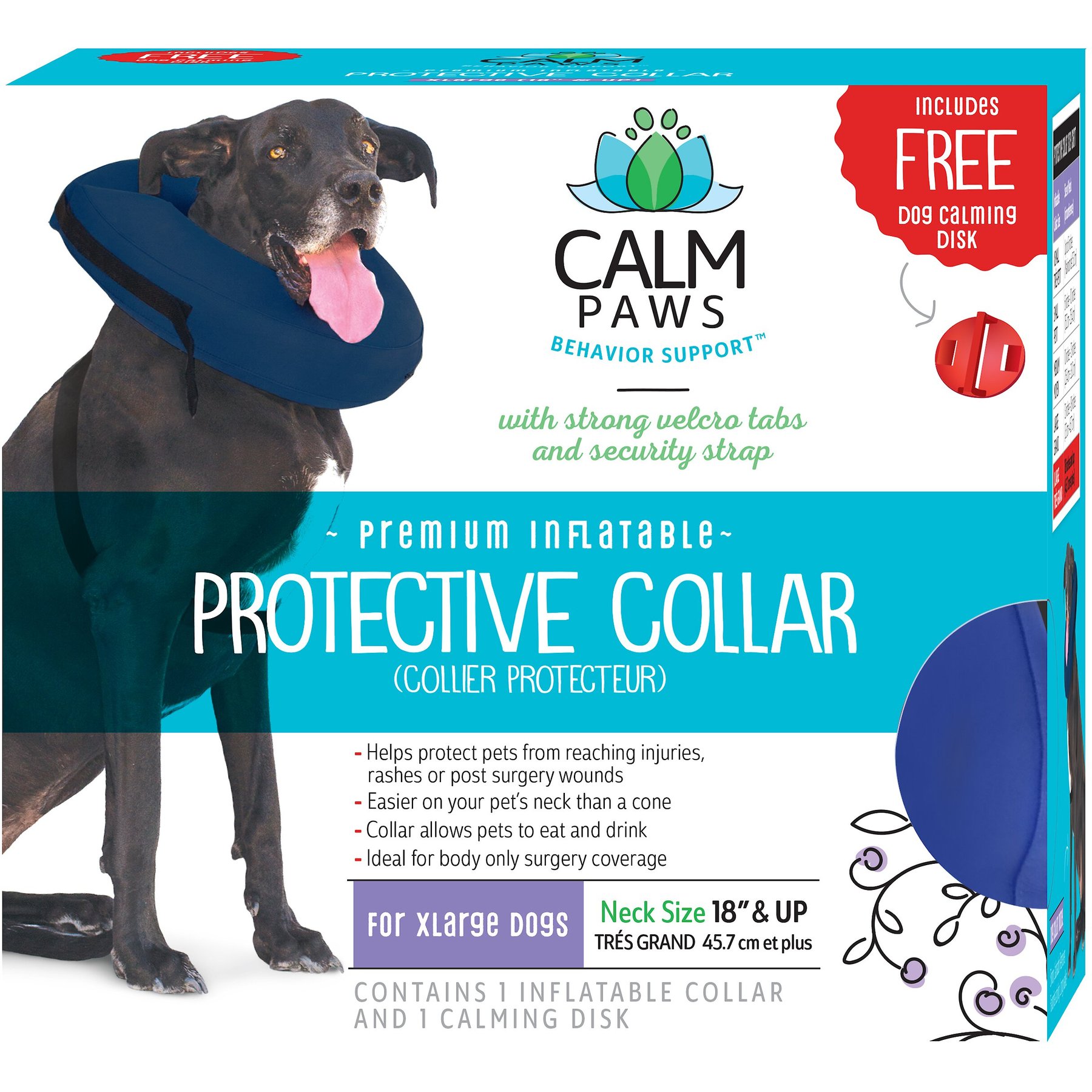 Calm Paws Inflatable Protective Dog & Cat Collar, X-Large