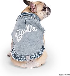 Canada Pooch Barbie Downtown Denim Dog Vest, Blue, 14-in