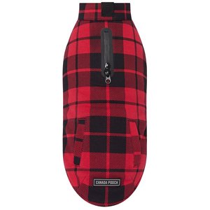 Canada Pooch Thermal Tech Fleece Dog Sweater, Red Plaid, 16