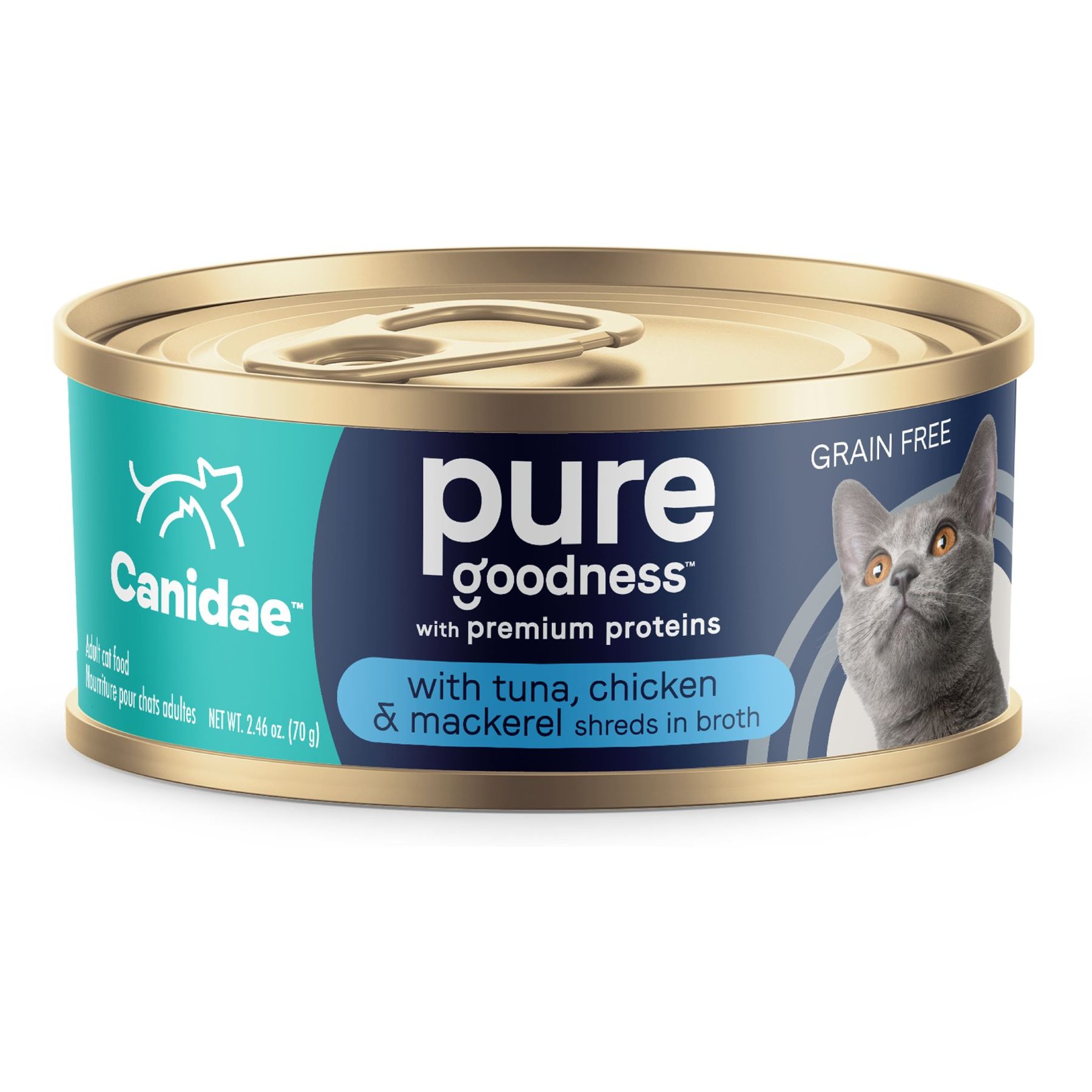 CANIDAE Adore Grain-Free Tuna, Chicken & Mackerel in Broth Canned Wet Cat Food, 2.46-oz, case of 24
