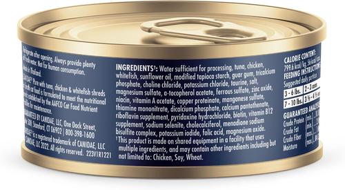 Show full view: CANIDAE Adore Grain-Free Tuna, Chicken & Whitefish in Broth Canned Cat Food, 2.46-oz, case of 24 slide 4 of 8