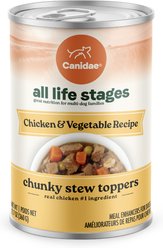CANIDAE All Life Stages Chunky Stew Toppers Chicken & Vegetable Recipe Wet Dog Food, 12.7-oz can, case of 6