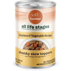 CANIDAE All Life Stages Chunky Stew Toppers Chicken & Vegetable Recipe Wet Dog Food, 12.7-oz can, case of 6