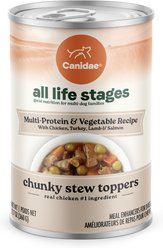 CANIDAE All Life Stages Chunky Stew Toppers Multi-Protein & Vegetable Recipe Wet Dog Food, 12.7-oz can, case of 6