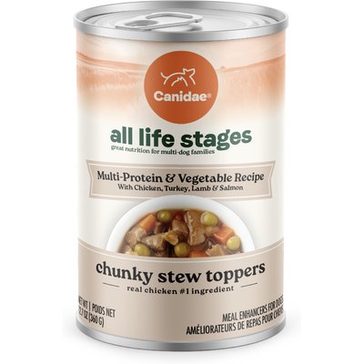 CANIDAE CANIDAE All Life Stages Chunky Stew Toppers Multi-Protein & Vegetable Recipe Wet Dog Food, 12.7-oz can, case of 6