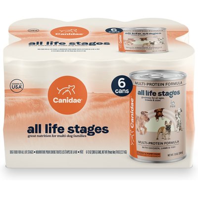 CANIDAE CANIDAE All Life Stages Multipack Multi-Protein with Chicken, Lamb & Fish Pate Canned Wet Dog Food, 13-oz can, case of 6