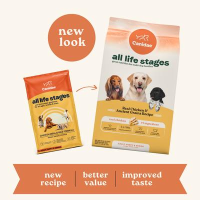 Show full view: CANIDAE All Life Stages Real Chicken & Ancient Grains Recipe Dry Dog Food, 27-lb bag slide 3 of 12