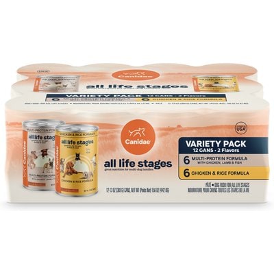 CANIDAE CANIDAE All Life Stages Variety Pack Multi-Protein Chicken & Rice Pate Canned Wet Dog Food, 13-oz can, case of 12