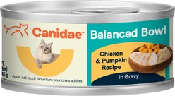 CANIDAE Balanced Bowl Chicken & Pumpkin Recipe in Gravy Wet Cat Food, 3-oz can, case of 24 slide 1 of 6