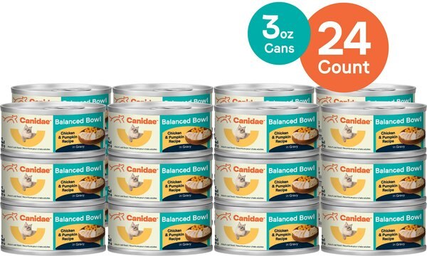 CANIDAE Balanced Bowl Chicken & Pumpkin Recipe in Gravy Wet Cat Food, 3-oz can, case of 24