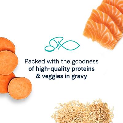 Show full view: CANIDAE Balanced Bowl Salmon & Sweet Potato Recipe in Gravy + Tuna & Carrots Recipe in Gravy Wet Cat Food slide 5 of 10