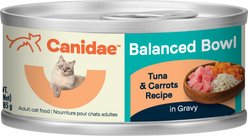 CANIDAE Balanced Bowl Tuna & Carrots Recipe in Gravy Wet Cat Food, 3-oz can, case of 24