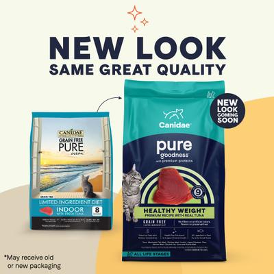Show full view: CANIDAE Grain-Free PURE Limited Ingredient Indoor Tuna Formula Dry Cat Food, 5-lb bag slide 3 of 10