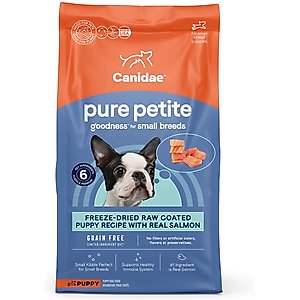 CANIDAE Grain-Free PURE Petite Salmon Formula Small Breed Puppy Limited Ingredient Freeze-Dried Raw Coated Dry Dog Food, 10-lb bag