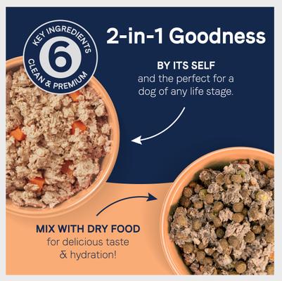 Show full view: CANIDAE PURE 2-in-1 Goodness Pate Recipe Real Salmon & Sweet Potatoes in Bone Broth Wet Dog Food, 11.5-oz box, case of 6 slide 5 of 9
