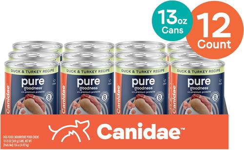 Show full view: CANIDAE PURE All Stages Grain-Free Limited Ingredient Duck & Turkey Recipe Canned Dog Food, 13-oz can, case of 12 slide 3 of 11