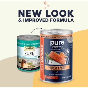 CANIDAE PURE All Stages Grain-Free Limited Ingredient Salmon & Sweet Potato Recipe Canned Dog Food, 13-oz can, case of 12