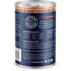 CANIDAE PURE All Stages Grain-Free Limited Ingredient Salmon & Sweet Potato Recipe Canned Dog Food, 13-oz can, case of 12