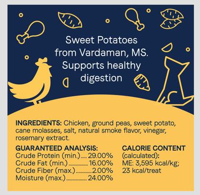 Show full view: CANIDAE PURE Chicken & Sweet Potato Recipe Jerky Dog Treats, 4-oz bag slide 7 of 9