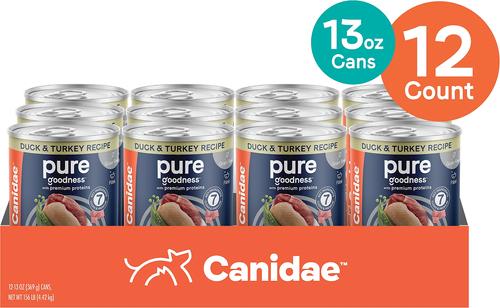 Show full view: CANIDAE PURE Limited Ingredient Duck & Turkey Recipe + Lamb, Turkey & Chicken Recipe Canned Dog Food slide 8 of 9