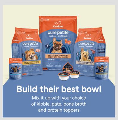 Show full view: CANIDAE Pure Petite Premium Recipe Puppy Chicken & Wholesome Grains Dry Dog Food, 4-lb bag slide 9 of 10