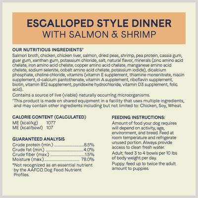 Show full view: CANIDAE PURE Petite Small Breed Cacciatore Style Dinner with Lamb & Carrots + Small Breed Escalloped Style Dinner with Salmon & Shrimp Wet Dog Food Trays slide 7 of 9